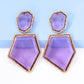 Geometrical Shape Zinc Alloy Frame Resin Dangle Earrings