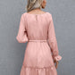 Frill V-Neck Flounce Sleeve Ruffle Hem Dress
