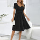 Smocked Tie Front Short Sleeve Tiered Dress