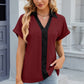 Eyelet Johnny Collar Short Sleeve T-Shirt