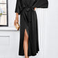 Slit Tied V-Neck Three-Quarter Sleeve Dress