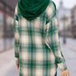 Jaylynn Plaid Drawstring Long Sleeve Slit Hoodie