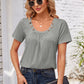 Decorative Button Scoop Neck T-Shirt