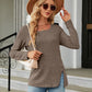 Full Size Square Neck Long Sleeve Slit T-Shirt