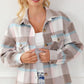 Beyond Basic Dust Storm Brown Pocketed Plaid Collared Neck Jacket