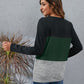 Color Block Round Neck Long Sleeve T-Shirt