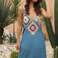 Openwork Sleeveless Embroidery Dress
