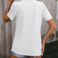 Decorative Button Round Neck Short Sleeve Blouse