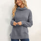 Slit Turtleneck Dropped Shoulder Sweater
