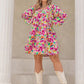 Women's Candida Plus Size Printed V-Neck Balloon Sleeve Mini Dress