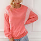 Color Block Round Neck Sweatshirt with Pocket