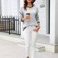 Hannah&Mea Round Neck Long Sleeve Waffle-Knit Sweater