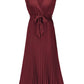 Tied Surplice Cap Sleeve Pleated Dress