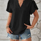 Swiss Dot Notched Petal Sleeve T-Shirt