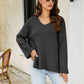Drop Shoulder V-Neck Knit Pullover