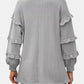 Ruffled V-Neck Long Sleeve T-Shirt