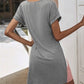 Color Block Round Neck Short Sleeve Dress