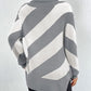 Striped Turtleneck Dropped Shoulder Sweater