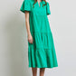 HEYSON Full Size Cotton Poplin Ruffled Tiered Midi Dress