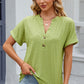 Eyelet Notched Short Sleeve T-Shirt