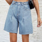 High Waist Denim Shorts with Pockets