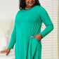 Zenana Full Size Teal Long Sleeve Flare Dress with Pockets