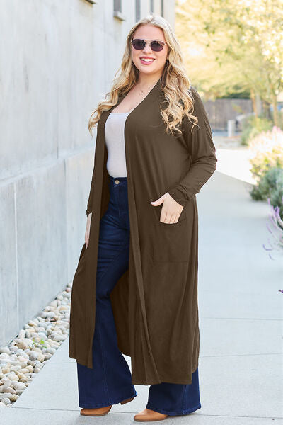 Basic Bae Full Size Open Front Long Sleeve Cover Up Cardigan