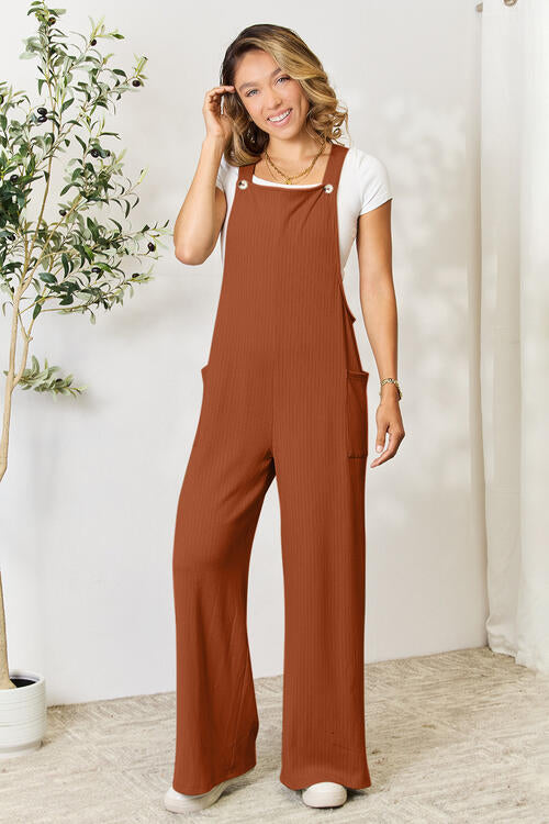 Double Take Full Size Wide Strap Overall with Pockets *