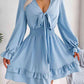Tie Front Smocked Waist Flounce Sleeve Dress