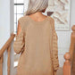 KnittedEmporium Decorative Button Cold-Shoulder Sweater