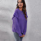 Ruffled Round Neck Dropped Shoulder Sweater