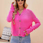 Button Up V-Neck Long Sleeve Cardigan