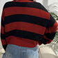 Striped Button Up Dropped Shoulder Cardigan