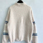 CozyWonders Geometric Mock Neck Dropped Shoulder Sweater