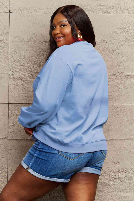 Simply Love Full Size Football Graphic Round Neck Sweatshirt