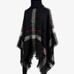Plaid Turtleneck Raw Hem Poncho