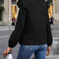 Full Size Mock Neck Ruffle Shoulder Blouse