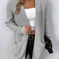 ZeldaMarie Rib-Knit Open Front Pocketed Cardigan