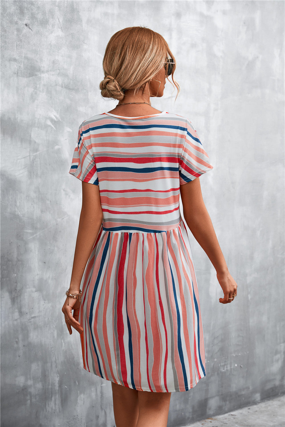 Women's Striped Round Neck Dress