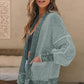 Waffle-knit Pocketed Open Front Cardigan