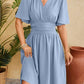 Ruched Surplice Short Sleeve Dress