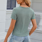 Eyelet Ruched Round Neck Short Sleeve T-Shirt