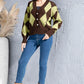 Geometric Button Up Dropped Shoulder Cardigan