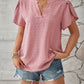 Swiss Dot Notched Petal Sleeve T-Shirt