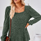 Ribbed Square Neck Long Sleeve T-Shirt