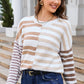 Beautiful Browns Striped Round Neck Dropped Shoulder Sweater 🦋