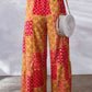 Bohemian Woman Patchwork Drawstring Wide Leg Pants