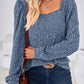 Ribbed Square Neck Long Sleeve T-Shirt