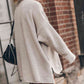 LoversLane Openwork Round Neck Long Sleeve Slit Sweater