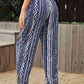 PantsPlace Geometric Print Tassel Dark Navy High-Rise Pants
